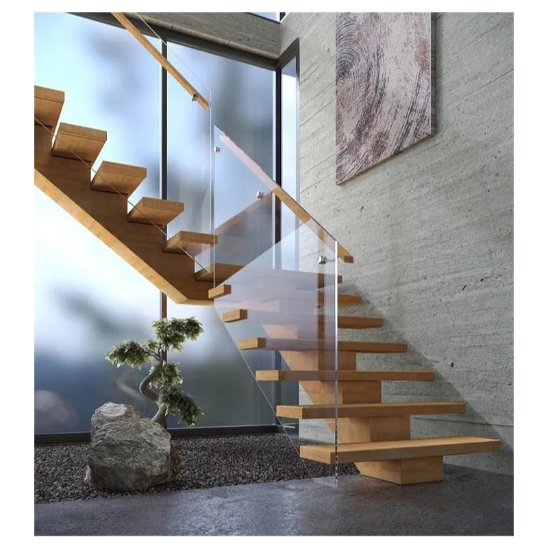 50-100mm thick wood staircase mono beam stair treads oak wood staircases