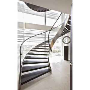 Customized Design Stairs Steel Marble Glass Floating Curved Spiral Straight Stairs