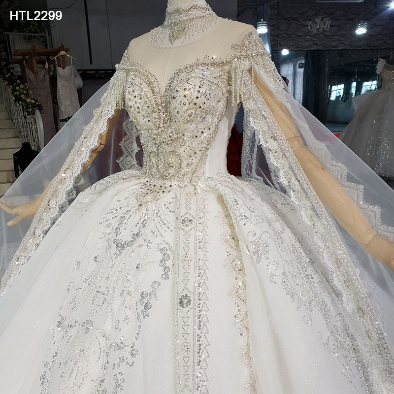 Jancember HTL2299 O-neck peplum wedding dress from indonesia with lace train dress women moroccan wedding dress