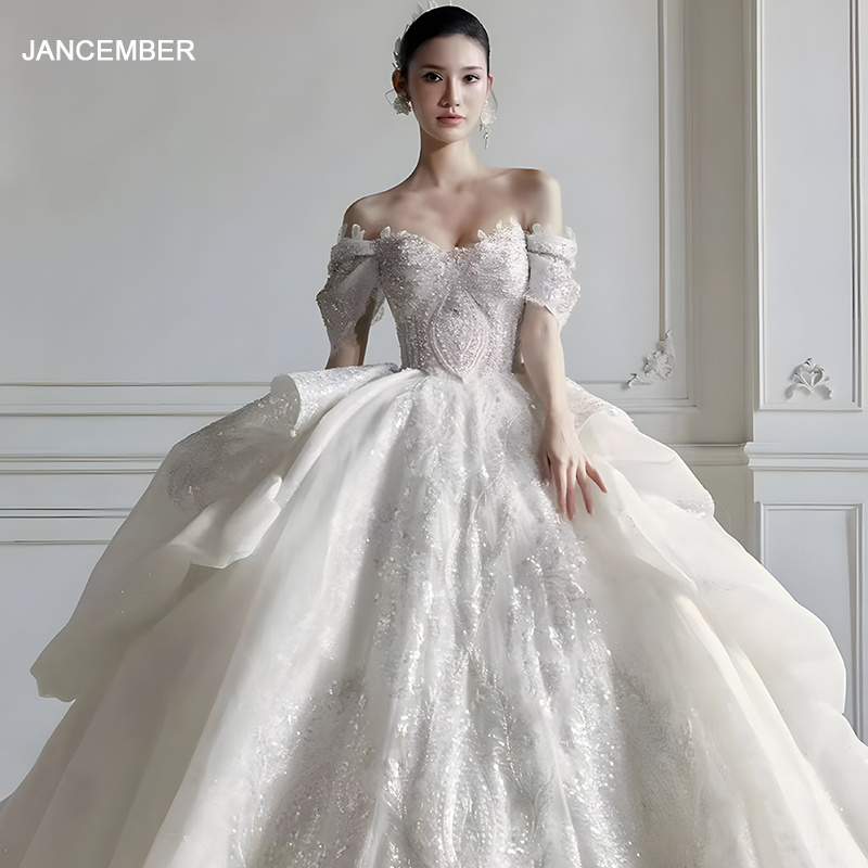 Jancember LSHT023 Elegant Ivory Sweetheart Bridal Women's Formal Ball Gown Wedding Dresses