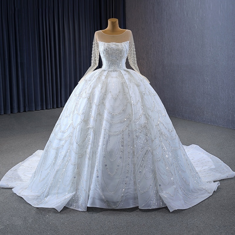 Jancember 231115 Luxury Ivory Lace Ball Gown Illusion Bridal Wedding Dresses For Women