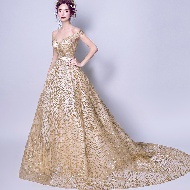 TS8191 Jancember party dresses women wear gold sequined bridesmaid luxury sexy lace fabric for party lady dress fashion thailand