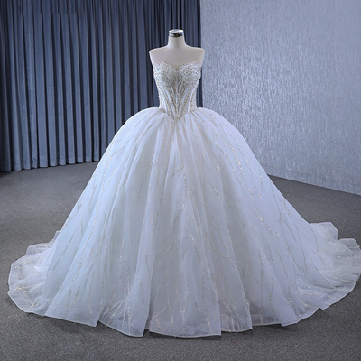 Jancember 231128 Luxury Ivory Strapless Bridal Ball Gown Wedding Gowns Dresses With Tail