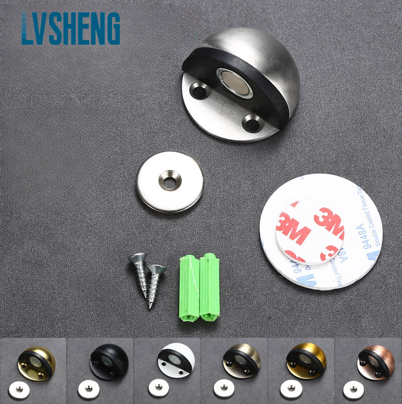 Factory Wholesale Stainless Steel 201/304 Hole Free Strong Magnetic Door Stopper buffer wall guard