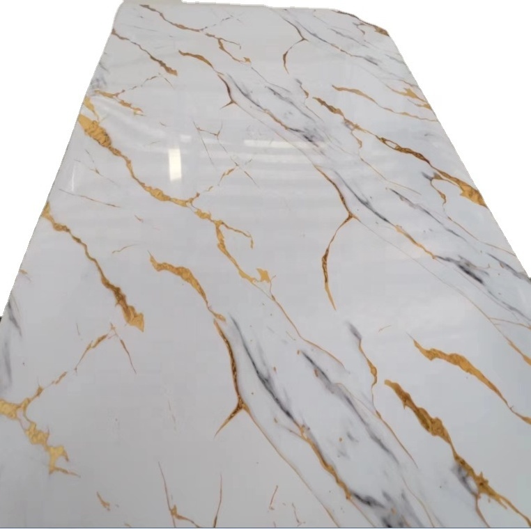 Wholesale SPC  high glossy marble PVC sheets carbon slate UV Marble wall panels