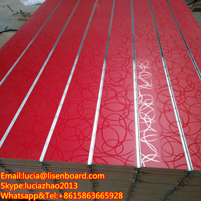 16mm Slotted decorative wall panel / melamine slot mdf board / PVC grooved mdf for shop