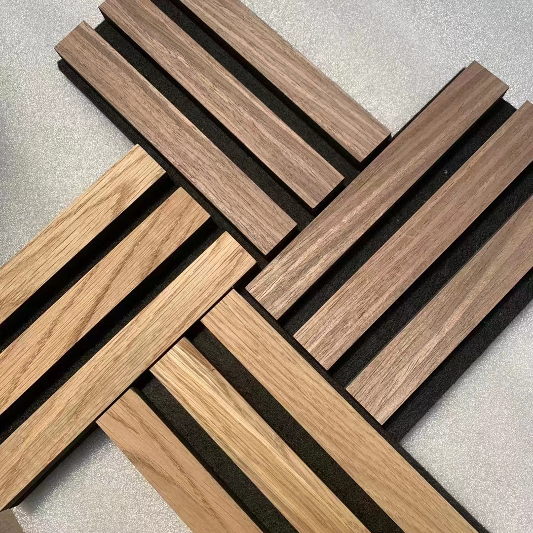 3D Acoustic Panel MDF Nature White Oak Wood Veneer Or Technical Wood Veneer Slat Acoustic Panel With Polyester