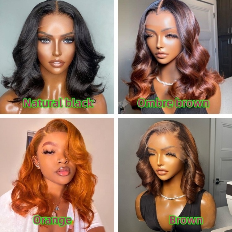 Highlight HD Wigs Human Hair Lace Front Shoulder Length Piano Color Curly Bob Wig Highlight Body Wave Bob Wig For Black Women