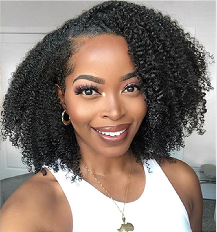 Mongolian Afro kinky Curly Wigs Brazilian Human Hair Kinky Bob Wig Film Transparent HD Swiss Lace Frontal Wigs For Black Women