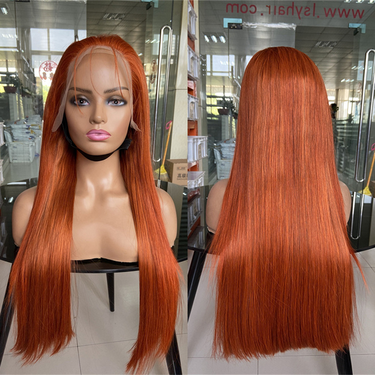 8-30 inch 350 Orange Human Hair Wig Ginger Colored Human Hair Wigs Lace Front Brazilian wholesale ginger Lace Front Wigs