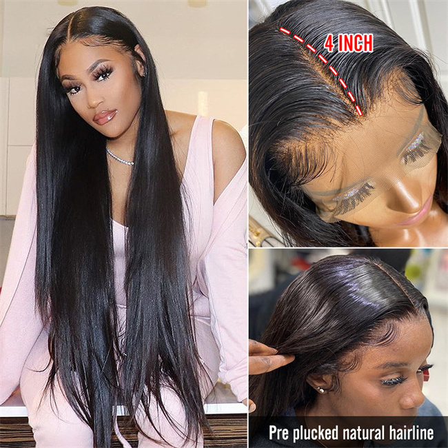 Wholesale Straight Brazilian Hair HD Lace Wigs Full Frontal Lace Wig with Baby Hair Virgin Human Hair Wigs for Black Women