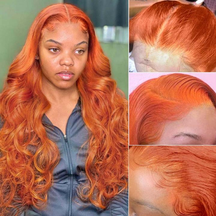 8-30 inch 350 Orange Human Hair Wig Ginger Colored Human Hair Wigs Lace Front Brazilian wholesale ginger Lace Front Wigs