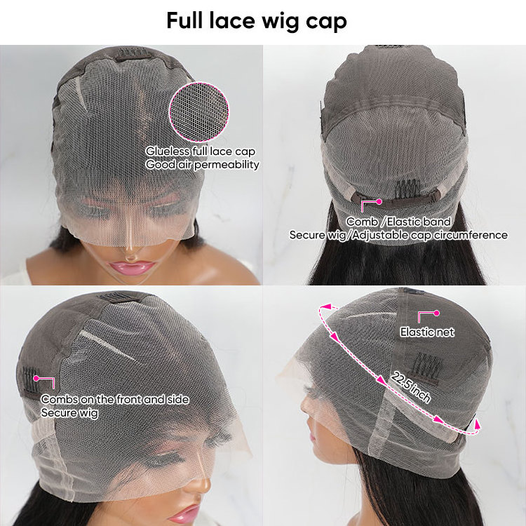 Full lace human hair wigs Brazilian straight transparent HD 360 full lace wigs natural black hair lace frontal wig for women