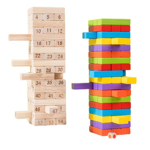 Wood Tumble Tower Colorful Building Game Kids Family Board Wooden Block Stacking Game