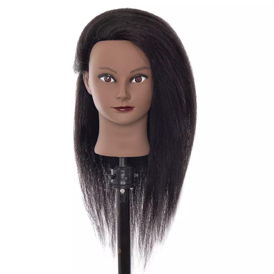 100% Real Hair Mannequin Training Head With Human Hair Cosmetology Doll Head Manikin Practice Head Hairdresser