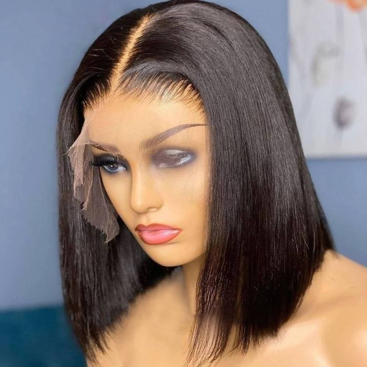 Wholesale Peruvian Short Bob Glueless Wigs Human Hair Lace Front Wigs For Black Women Straight Hd Lace Frontal Wigs Human Hair