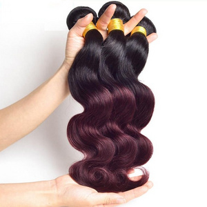 Lsy Ombre Dark Wine Color Brazilian Hair  Virgin Body Wave 1B 99J Two Tone Human Hair  Weave Bundles 99J Red Natural Human Hair