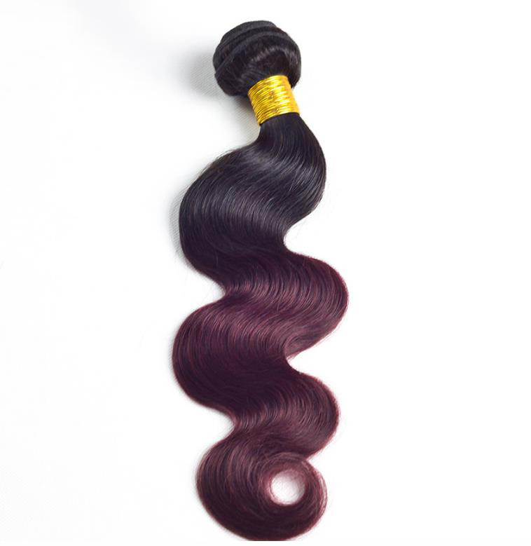 Lsy Ombre Dark Wine Color Brazilian Hair  Virgin Body Wave 1B 99J Two Tone Human Hair  Weave Bundles 99J Red Natural Human Hair