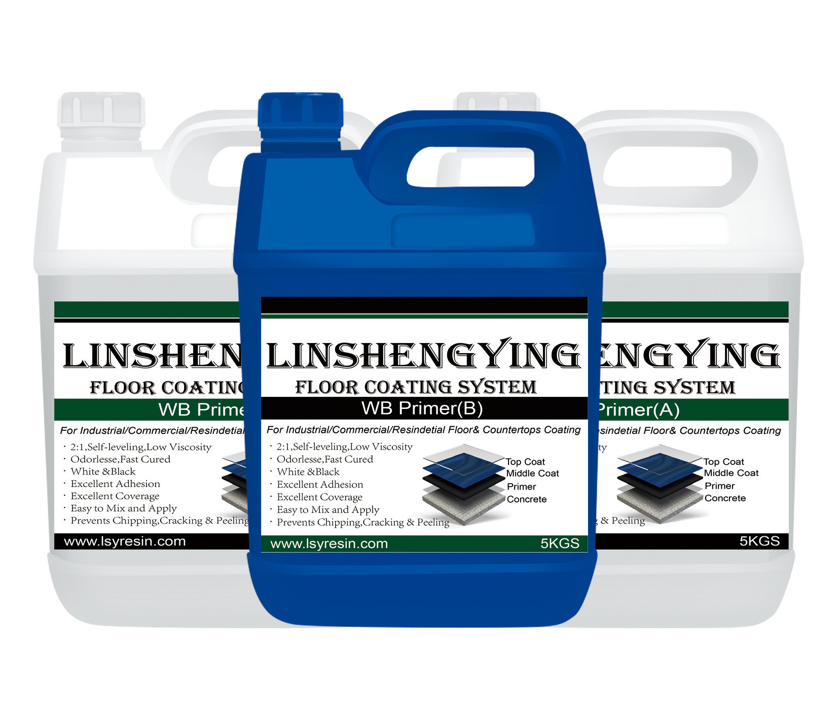 2:1 30mins Fast Cured White Black Grey WB Primer Sealer for Floor and Countertops Coating on Concrete Cement Wood Ceramic Tiles