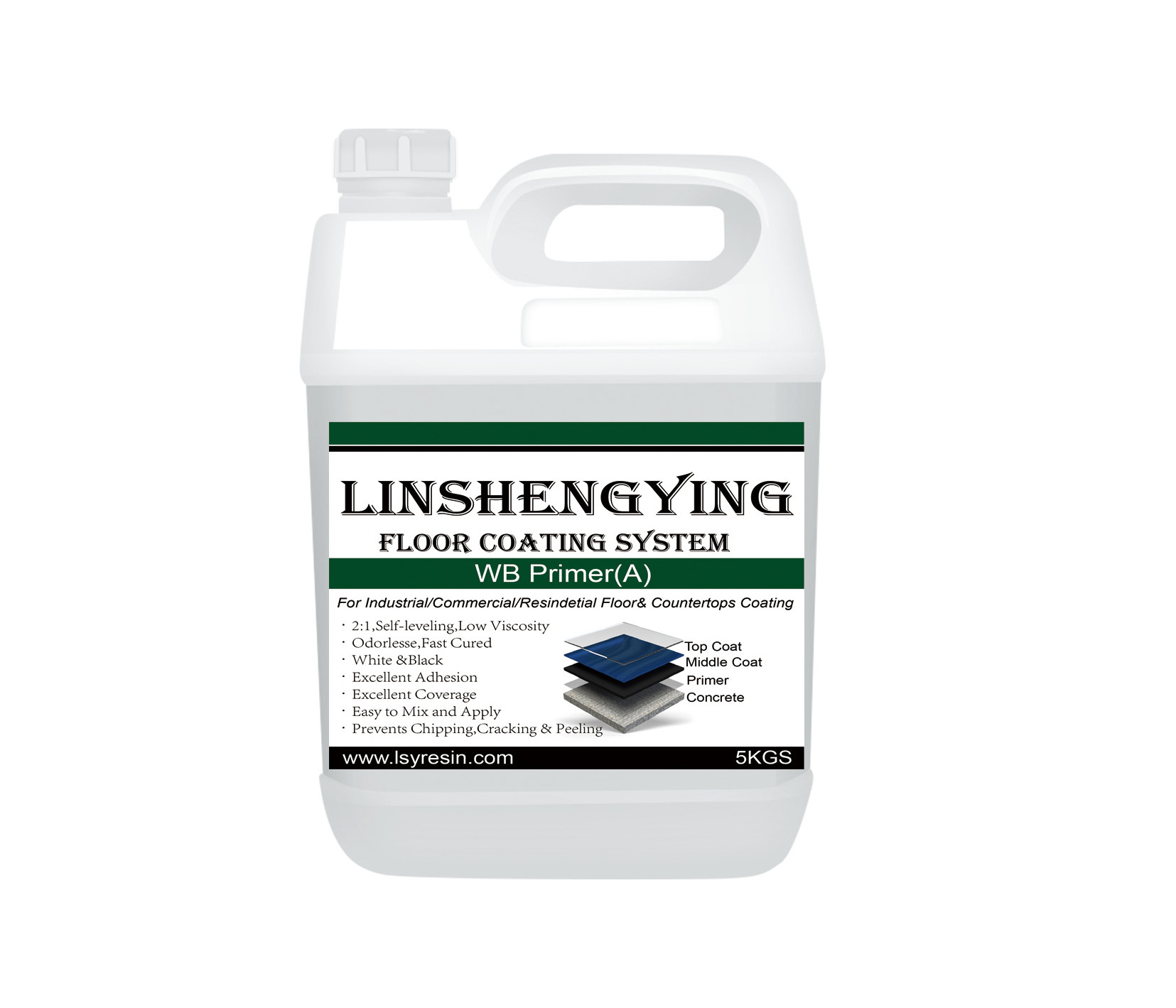 2:1 30mins Fast Cured White Black Grey WB Primer Sealer for Floor and Countertops Coating on Concrete Cement Wood Ceramic Tiles