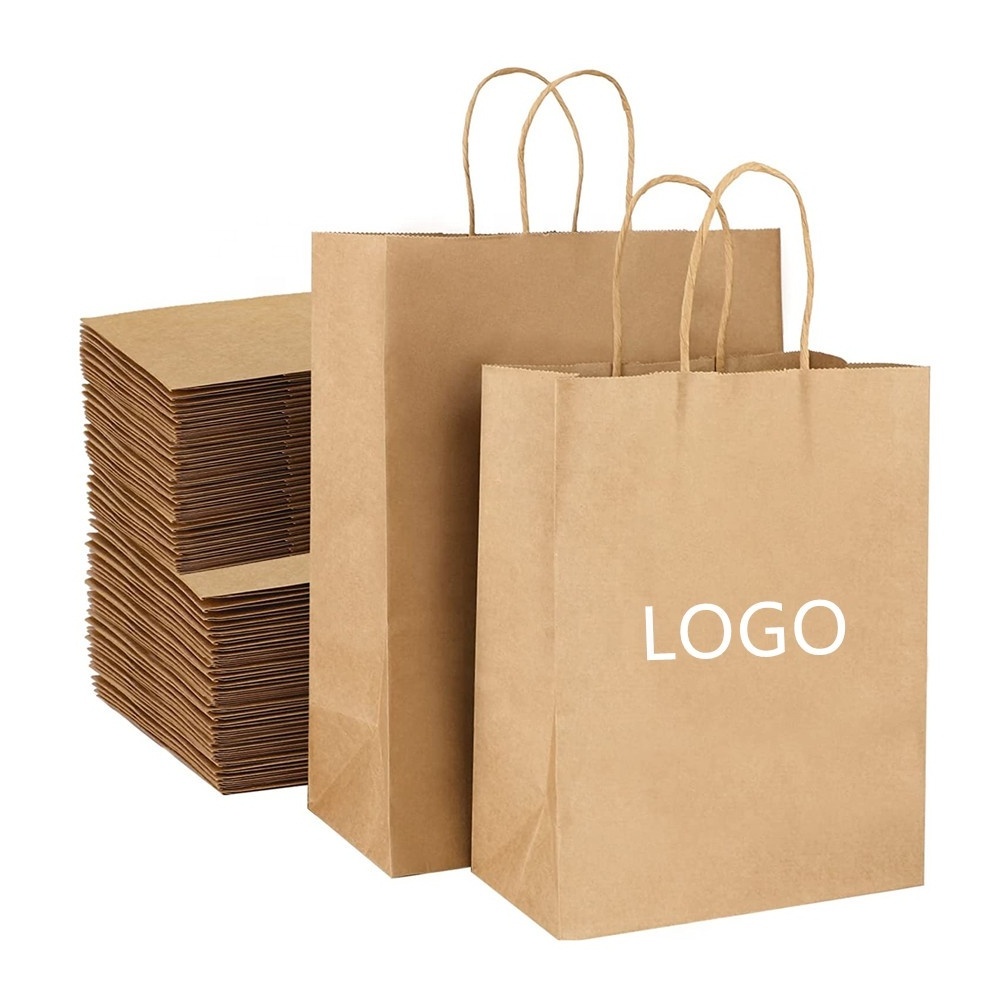 Hot Sale Luxury Custom Brown Kraft Shopping Paper Bag With Your Own Logo