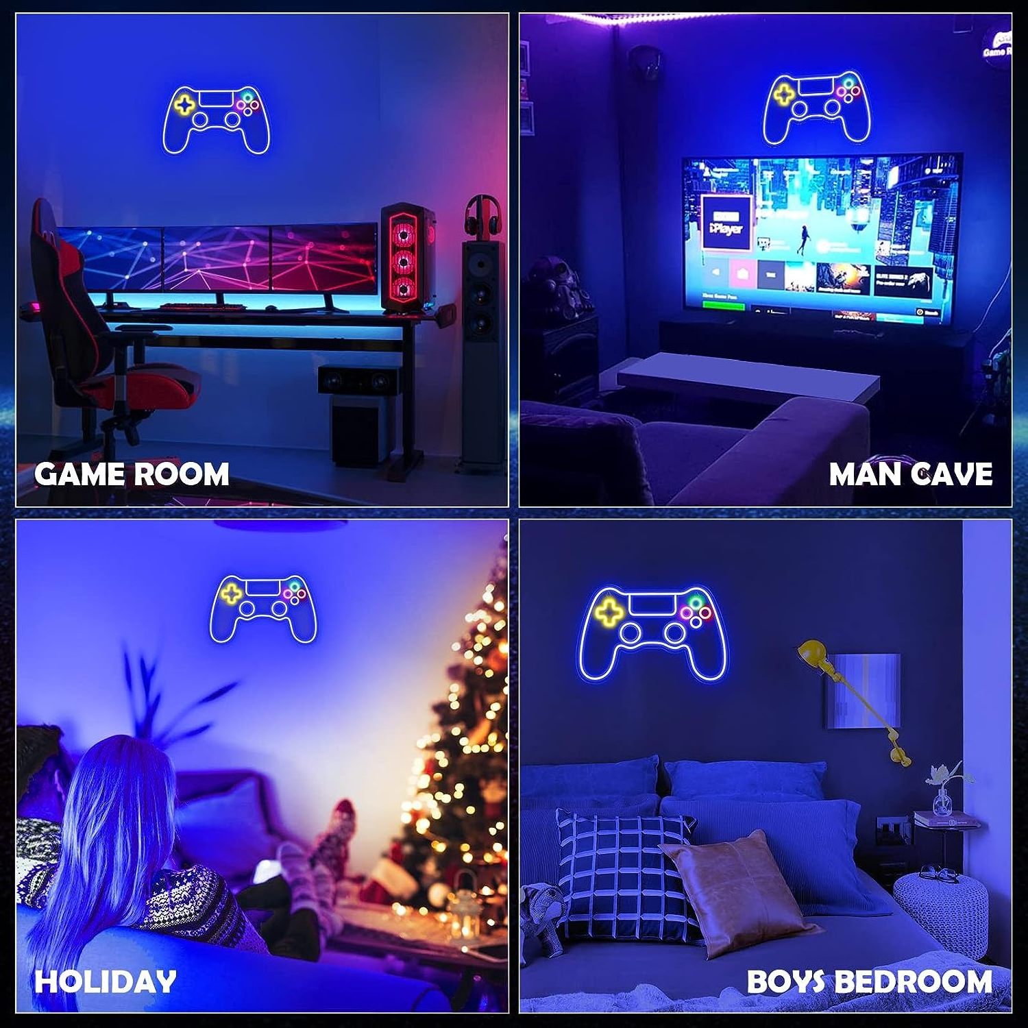 Gamer Game Controller Gamepad Shaped LED Gaming Neon Sign for Teen Boy Room USB Powered Gamer Gifts