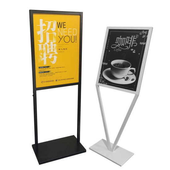 Hot Selling factory supply Menu square base A3 A4 Floor food paper holder Stand Adjustable KT poster tripod frame stand display