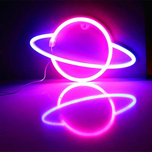 Custom Small Neon Sign USB Powered Planet Light Led Hanging Saturn Neon With On/Off Switch for Bedroom Gaming Room Wall Decor