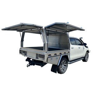 New Customized Truck Toolboxes Aluminium Lift Up Jack Up Black Alloy Aluminium Dual Cab Ute Tray Canopy With Dog Box