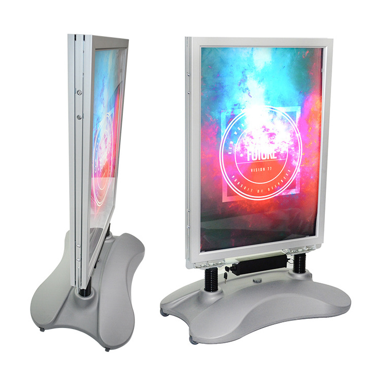 Outdoor Chargeable Led Poster Frame With A1 Graphics A Frame Sidewalk Led Sign Poster Board Stand