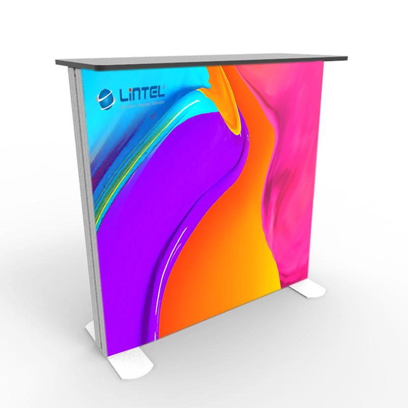 Lingtong Exhibition Booth Display Trade Show Booth Design Frameless Light Box Display With Fabric Table