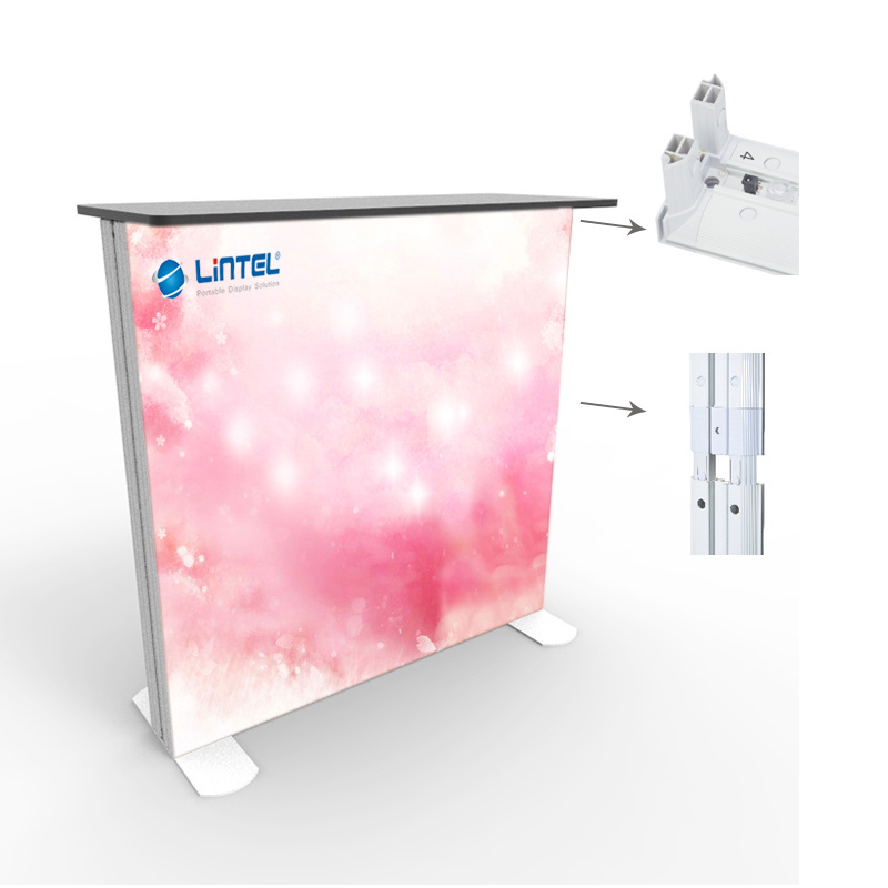 Lingtong Exhibition Booth Display Trade Show Booth Design Frameless Light Box Display With Fabric Table