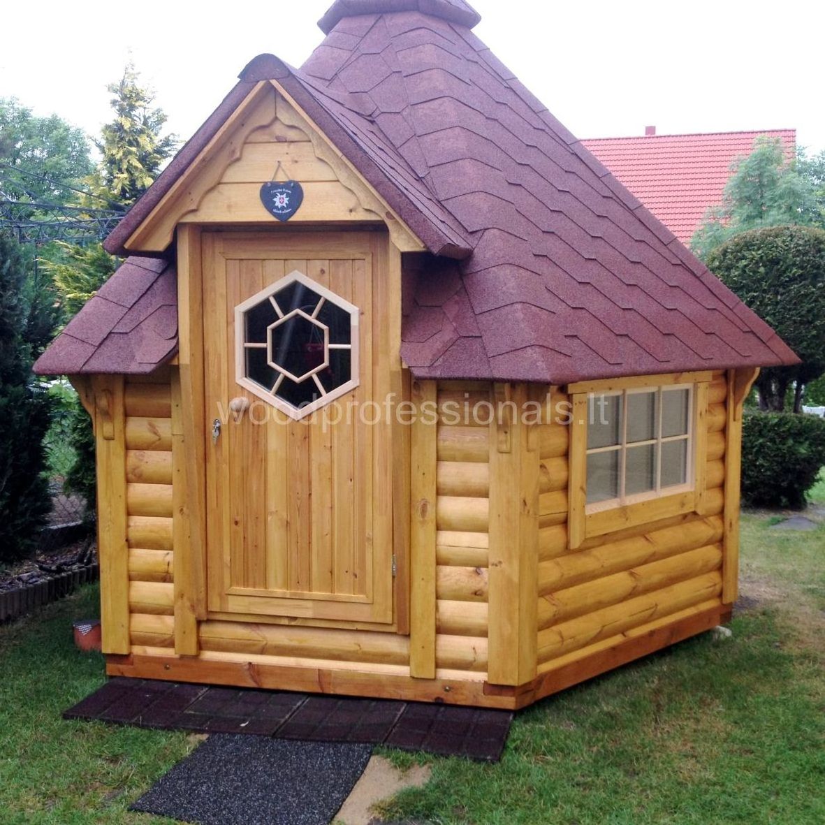 Prefabricated Grill BBQ Cabin 7,0m Log Cabin Garden Hut Central BBQ customizable outdoor building