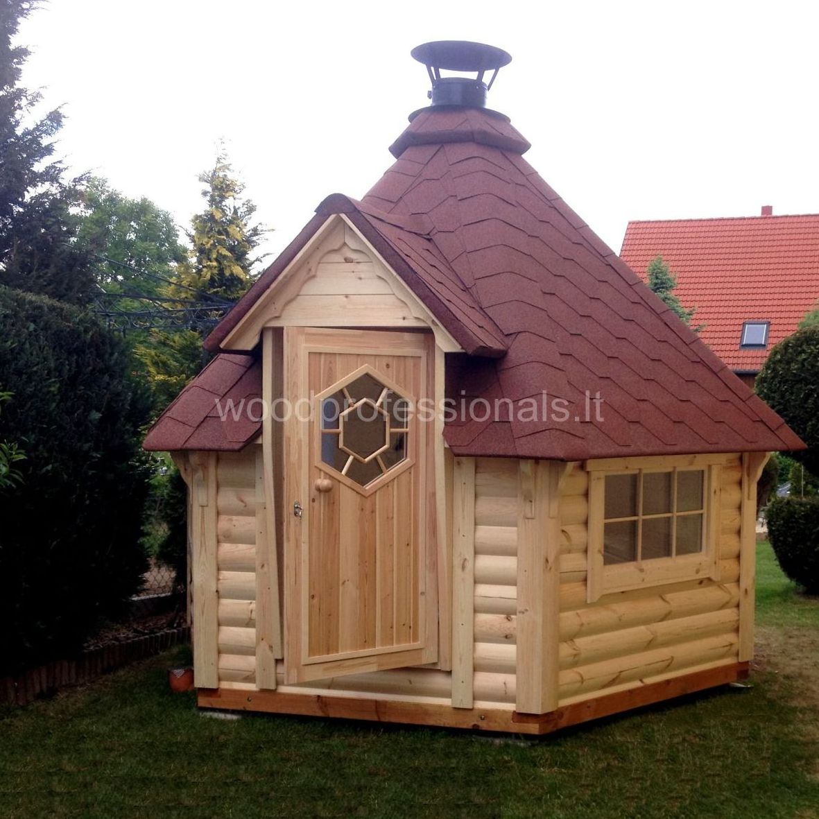 Prefabricated Grill BBQ Cabin 7,0m Log Cabin Garden Hut Central BBQ customizable outdoor building