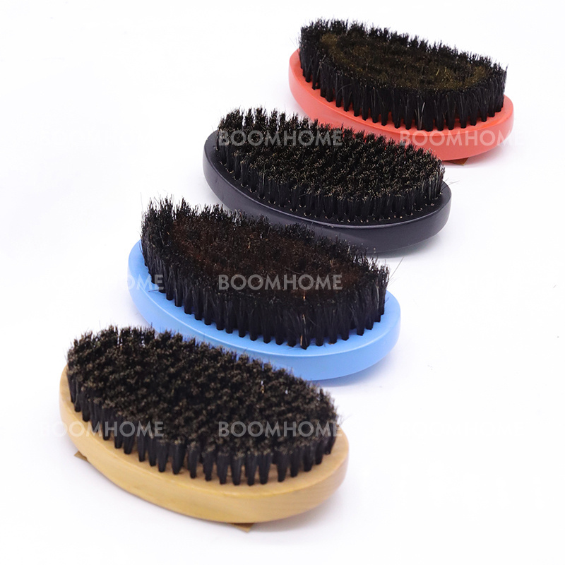 wholesale 100%  boar bristle Wave Brushes Beard Brush And Comb Set With Handle custom logo for man 360 curved brush