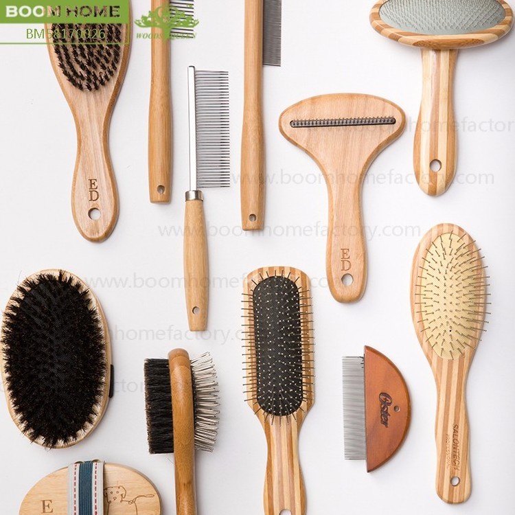 pet brush set pet accessories wooden dog comb set Handle Pet Dog Animal Long Hair Grooming wood cat slicker brush