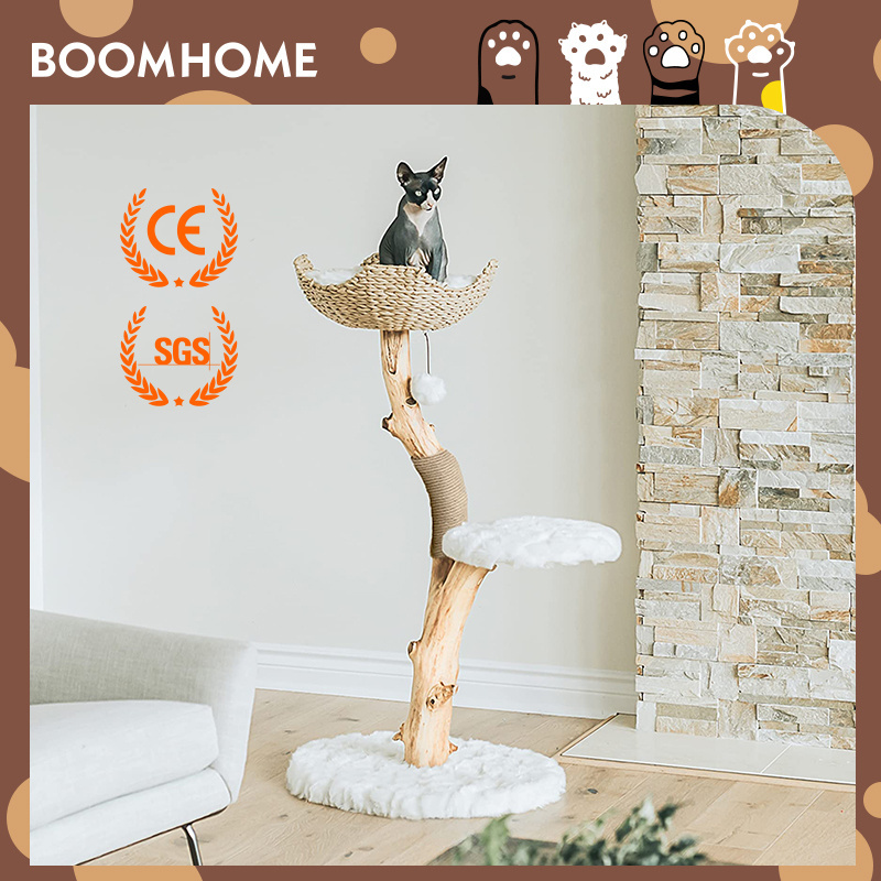 Wholesale of wood cat climbing branches cat jumping platforms grinding claws cat trees tower