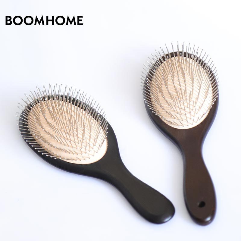 Steel Hair Brush Custom Logo Wooden HairBrush Head Massage Hair Brushes Metal Stainless Pin Hair Brushes Detangling Combs