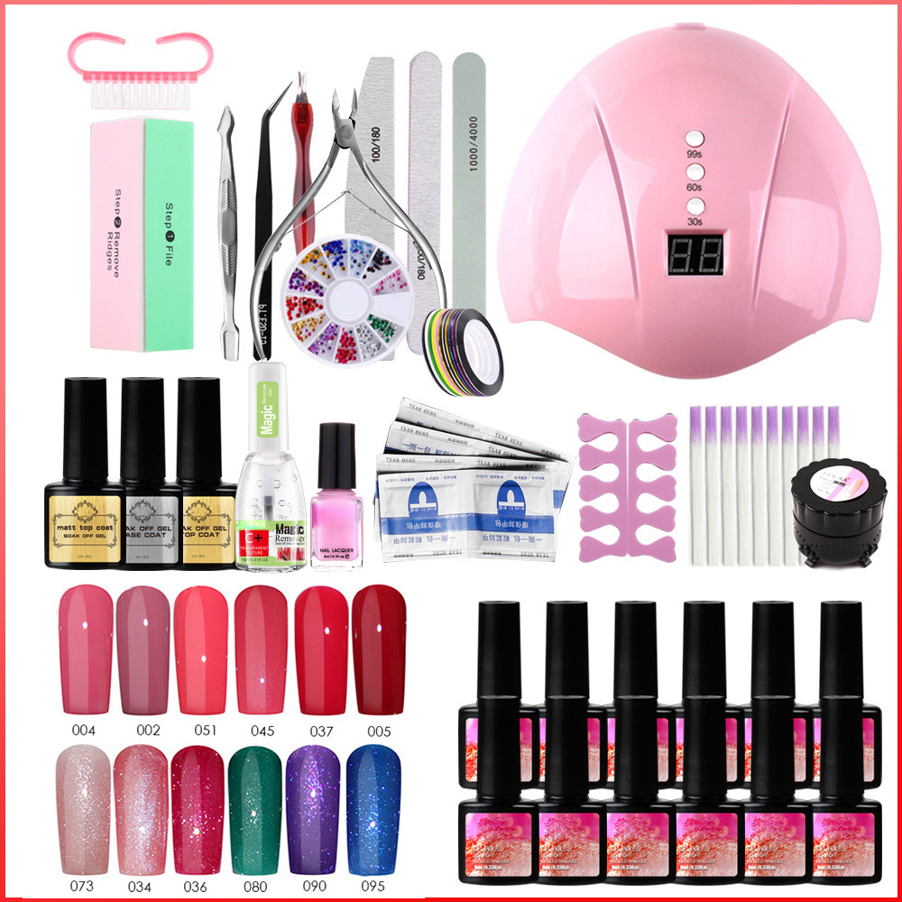 Beauty Professional Gel Nail Polish Kit Manicure Tools Set Nail Kit with 36W UV Lamp