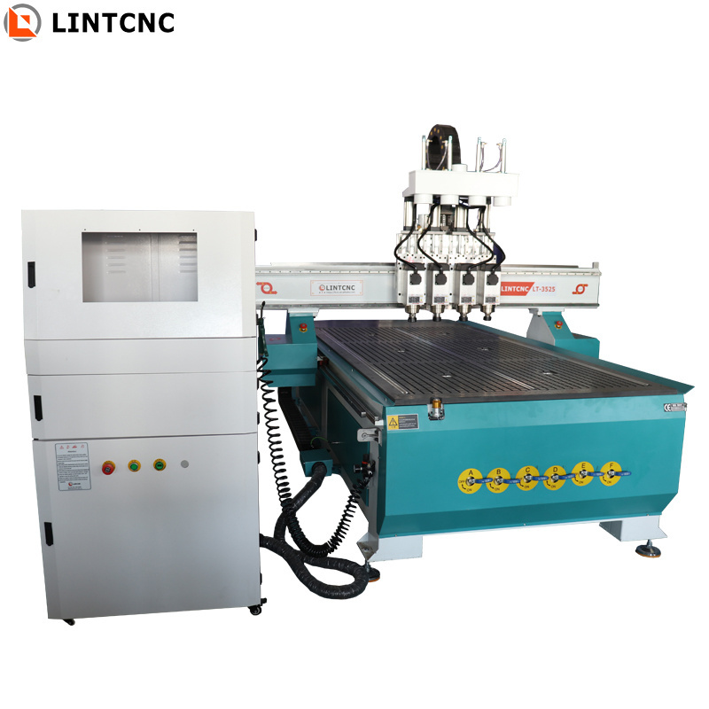 Multi Head 3 4 Spindles Pneumatic ATC CNC Router 1325 1530 2030 for Wood Metal Frame Cutting Machine Price