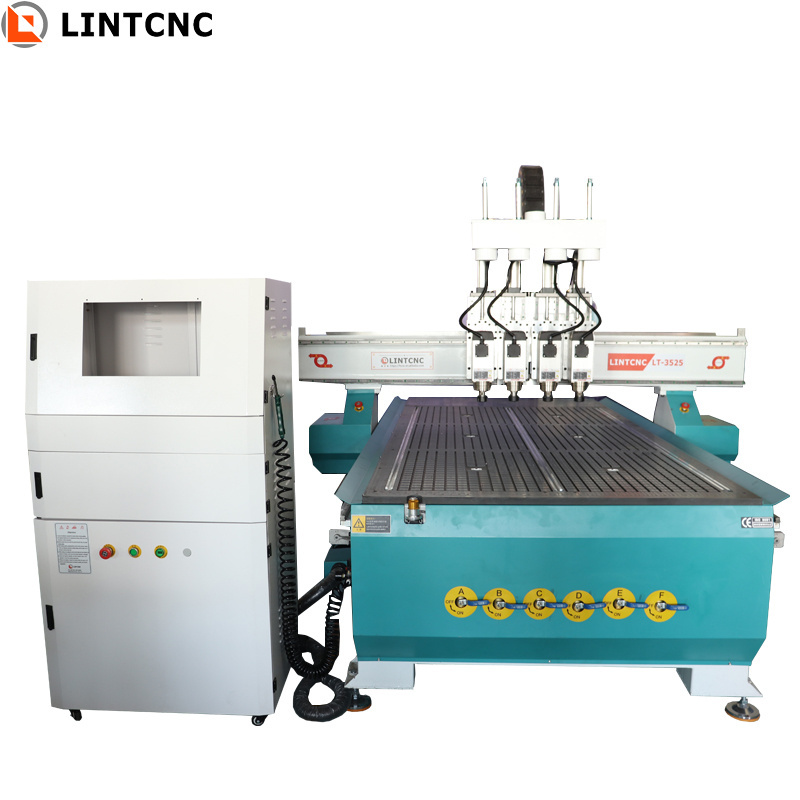 Multi Head 3 4 Spindles Pneumatic ATC CNC Router 1325 1530 2030 for Wood Metal Frame Cutting Machine Price