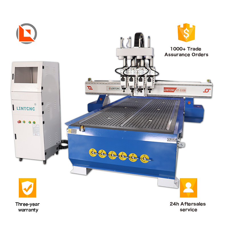 Multi Head 3 4 Spindles Pneumatic ATC CNC Router 1325 1530 2030 for Wood Metal Frame Cutting Machine Price