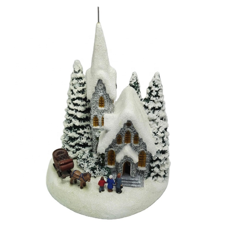 handmade resin snow house decoration polyresin christmas village houses