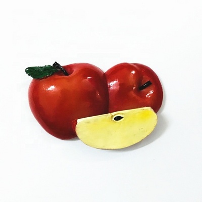 giveaway souvenir fridge magnet type resin 3D apple fruit fridge magnet