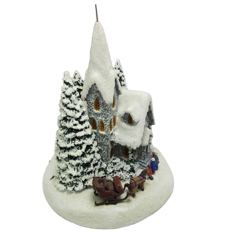 handmade resin snow house decoration polyresin christmas village houses