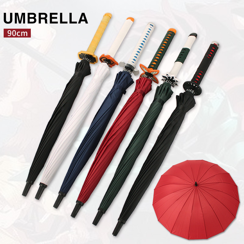 90CM Demon Slayer Katana Samurai Sword Umbrella Toys Long Handle Samurai Umbrella