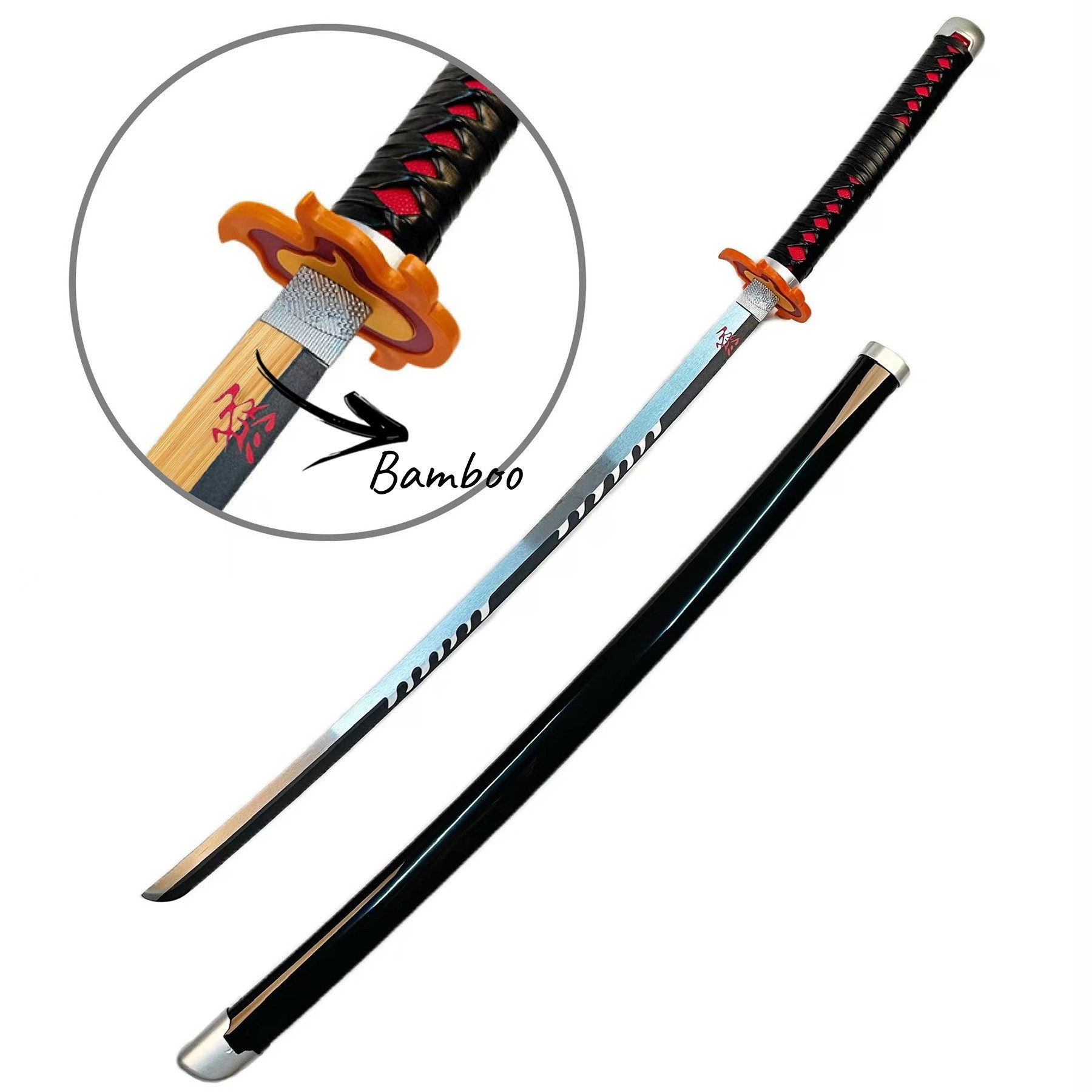 Realistic 104cm 75cm real acero bradley size demon slayer one piece bleach bamboo cospaly katana swords