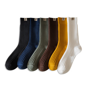 Fashion Pure color socks Street work style autumn winter thick needles socks unisex mid-calf socks