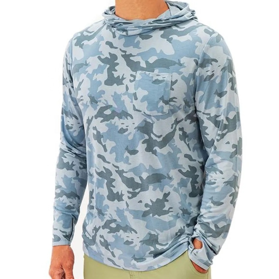 wholesale  Camo fishing shirts with hood sublimated long sleeve fishing shirts Marshwear fishing shirt