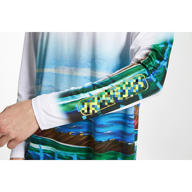 Sublimation print long sleeve quick dry moisture wicking fishing clothes fishing shirt